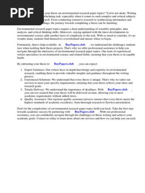 Environmental Research Paper Topics