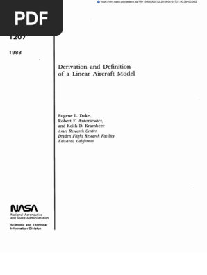 Derivation And Definition Of A Linear Aircraft Model Derivation And