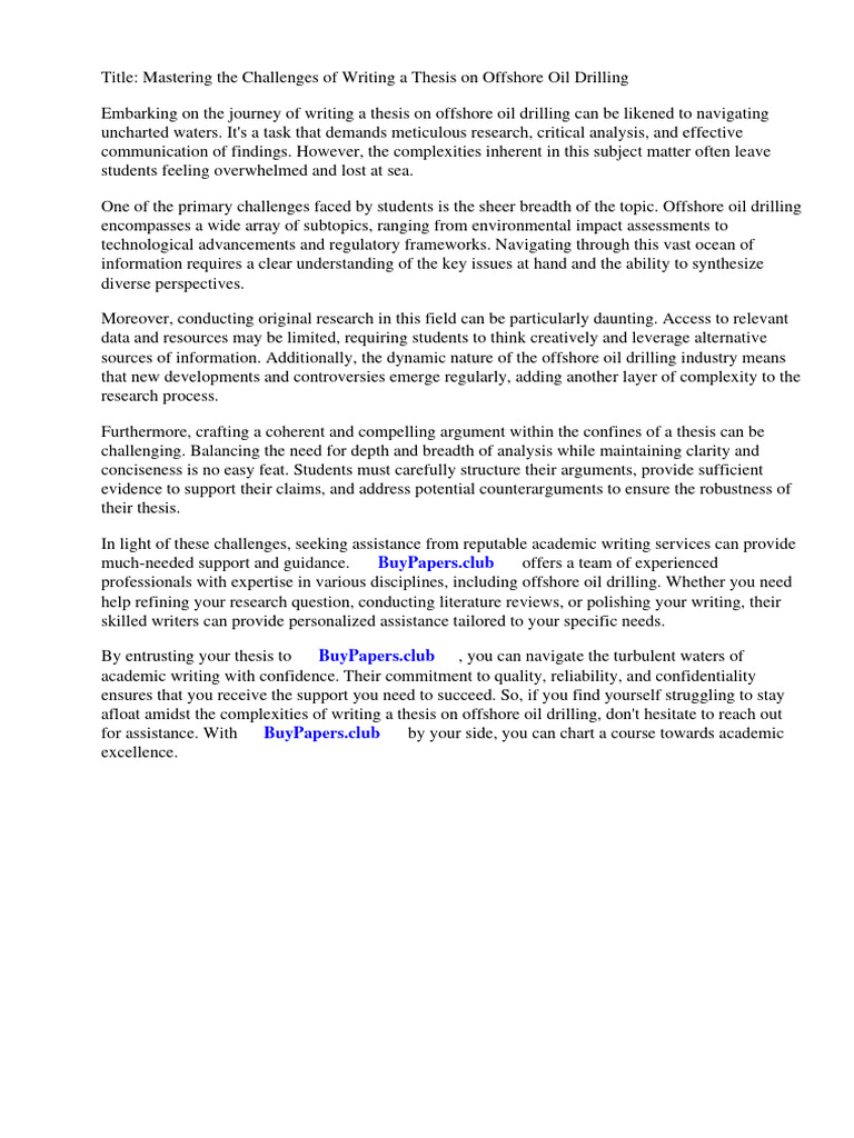 Offshore Oil Drilling Research Paper PDF Offshore Drilling