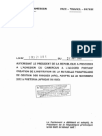 Loi N°2022 - 001 Du 27 Avril 2022 Autorisant Le PR À Procéder À L'adhésion Du Cameroun À L'accord Portant Création de l'ARC