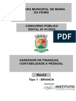 Assessor de Finanças, Contabilidade e Pessoal - TIPO 1 - BRANCA