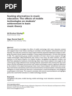 Uludag Satir 2023 Seeking Alternatives in Music Education The Effects of Mobile Technologies On Students Achievement in