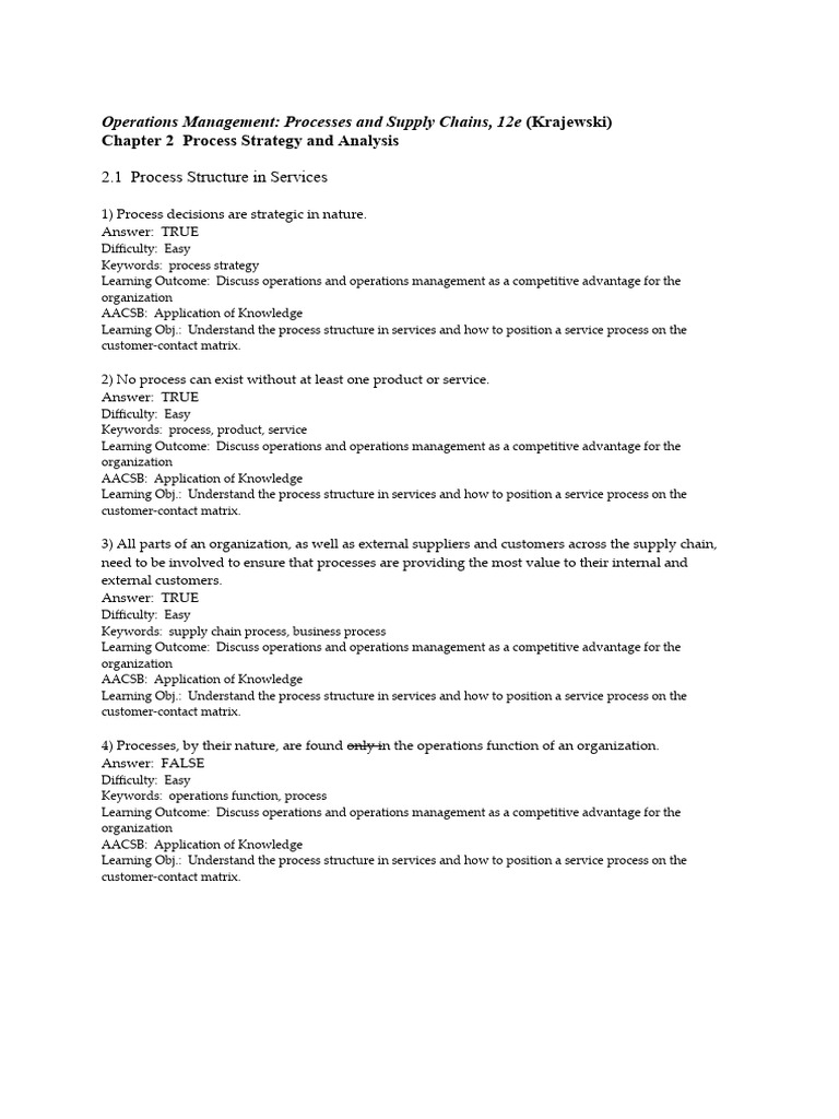 2 1 process structure in services chapter 2 process strategy and
