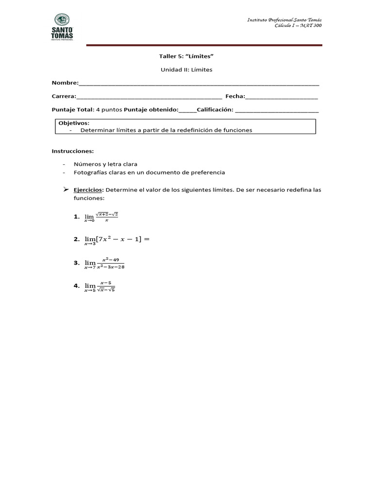 Taller 7 - MAT S020 | PDF