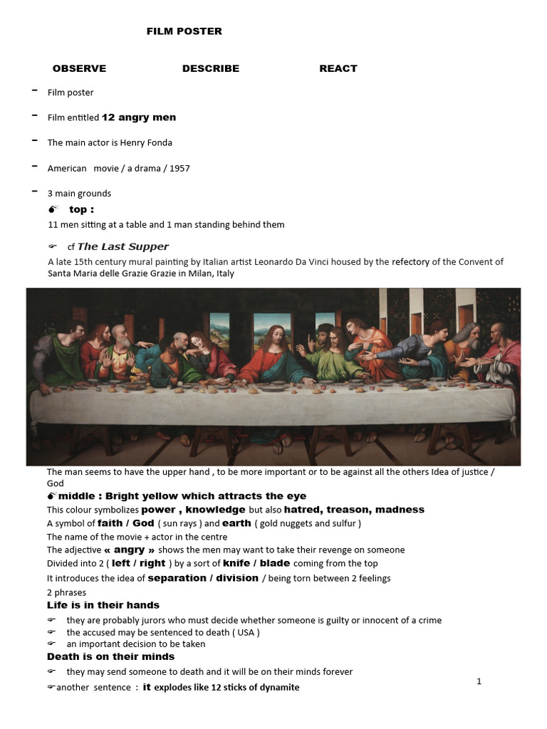 Analysis of 12 Angry Men Poster | PDF | Justice | Crime & Violence