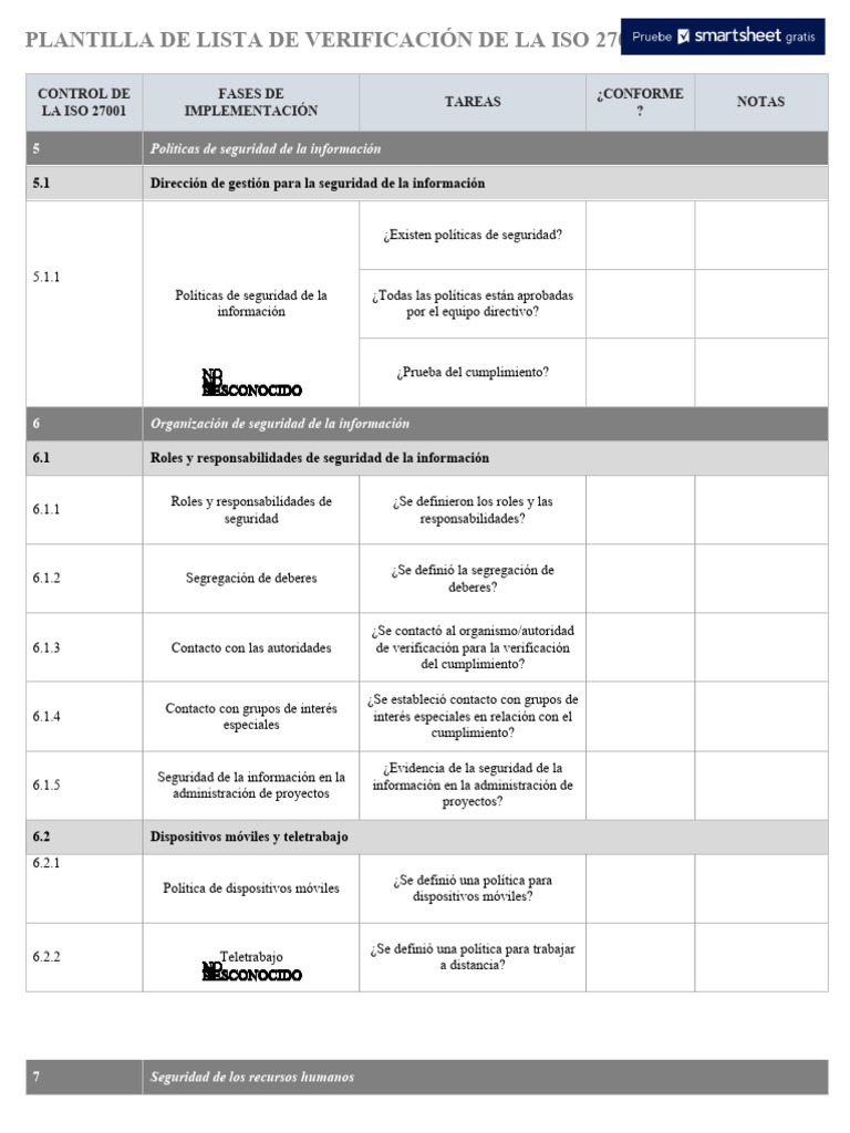 IC ISO 27001 Checklist 10838 - WORD - ES | PDF | Seguridad de ...