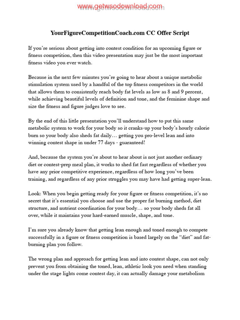 05.6FFF CC Offer Script | PDF | Physical Fitness | Dieting