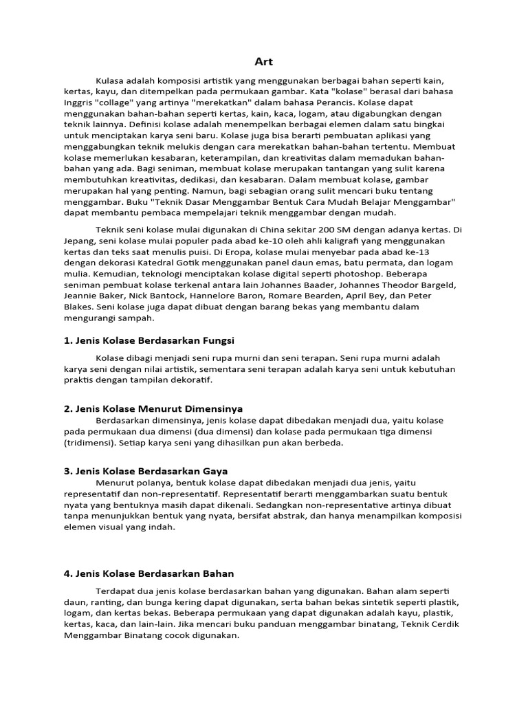 Jenis Kolase Berdasarkan Fungsi PDF