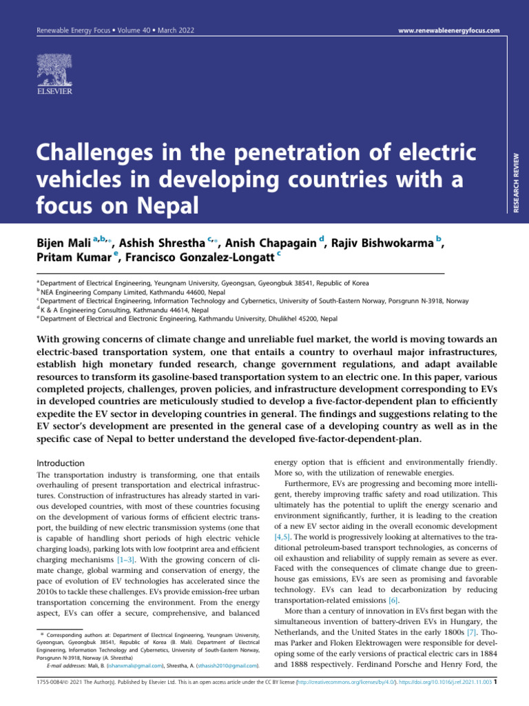 EV Development Challenges in Nepal | PDF | Electric Vehicle | Plug In ...