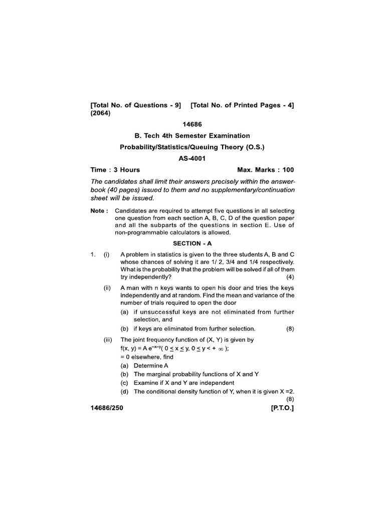 Probability Statistics Queuing Theory (O.S.) | PDF