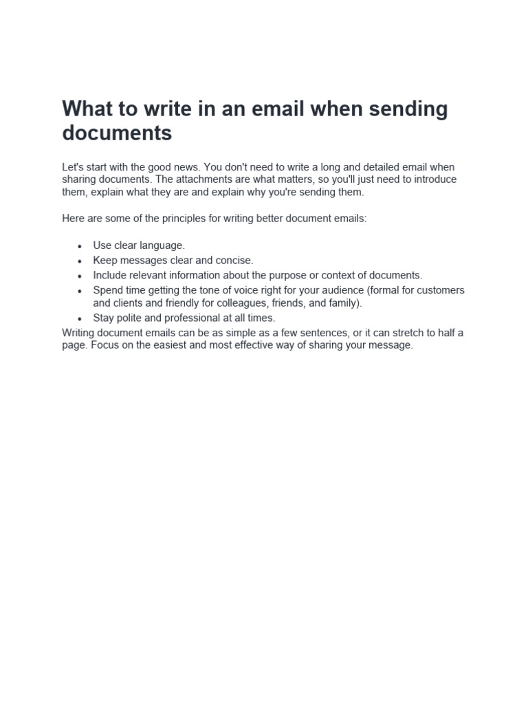 What to Write in an Email When Sending Documents | PDF