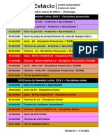 Calendário Estácio 2024.1