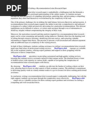 Recommendation Letter Research Paper