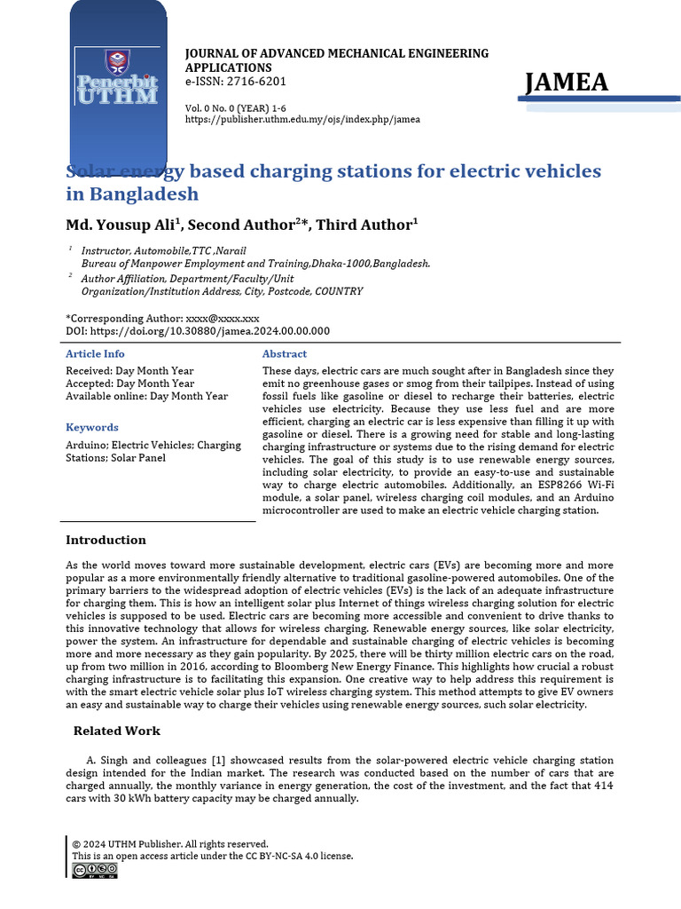 Template JAMEA-OTH Yyy | PDF | Electric Vehicle | Solar Panel