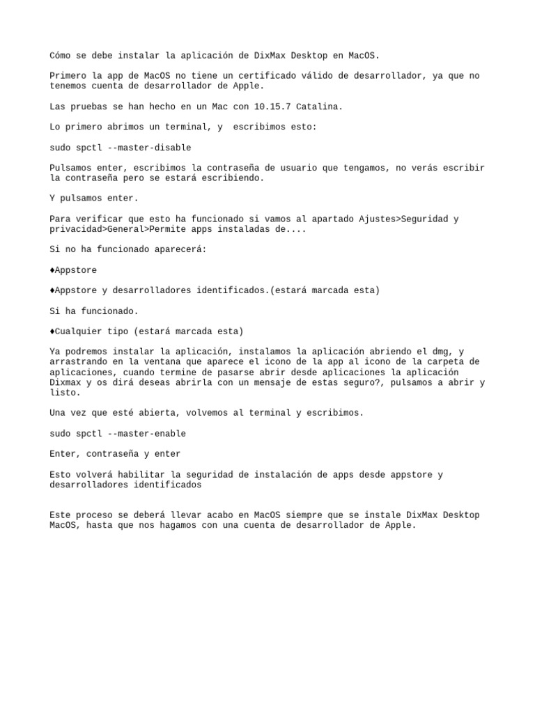 Instalar DixMax en MacOS Sin Certificado | PDF