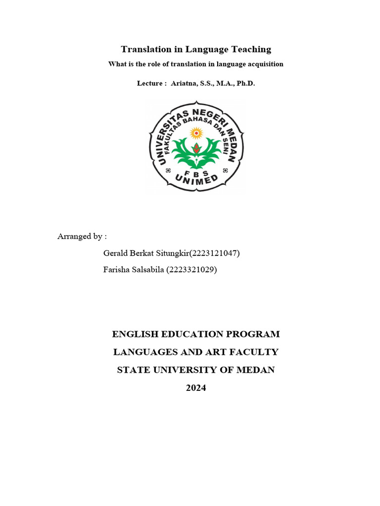 Role of Translation in Language Learning | PDF | Translations ...