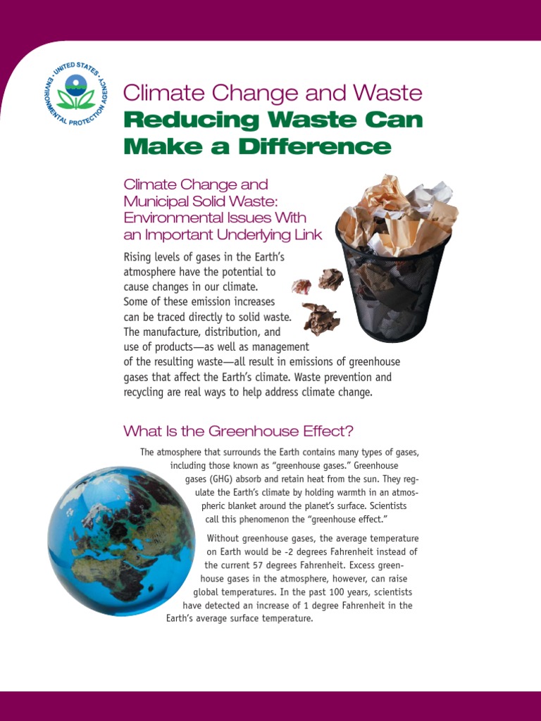 Reducing Waste Can Make A Difference Climate Change And Waste Pdf