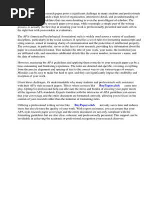 Apa Style Research Paper Cover Page
