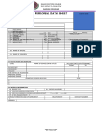 Personal Data Sheet: Davao Doctors College Gen. Malvar ST., Davao City