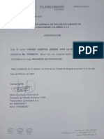 Certificación Laboral Jerson Ivan Chavez