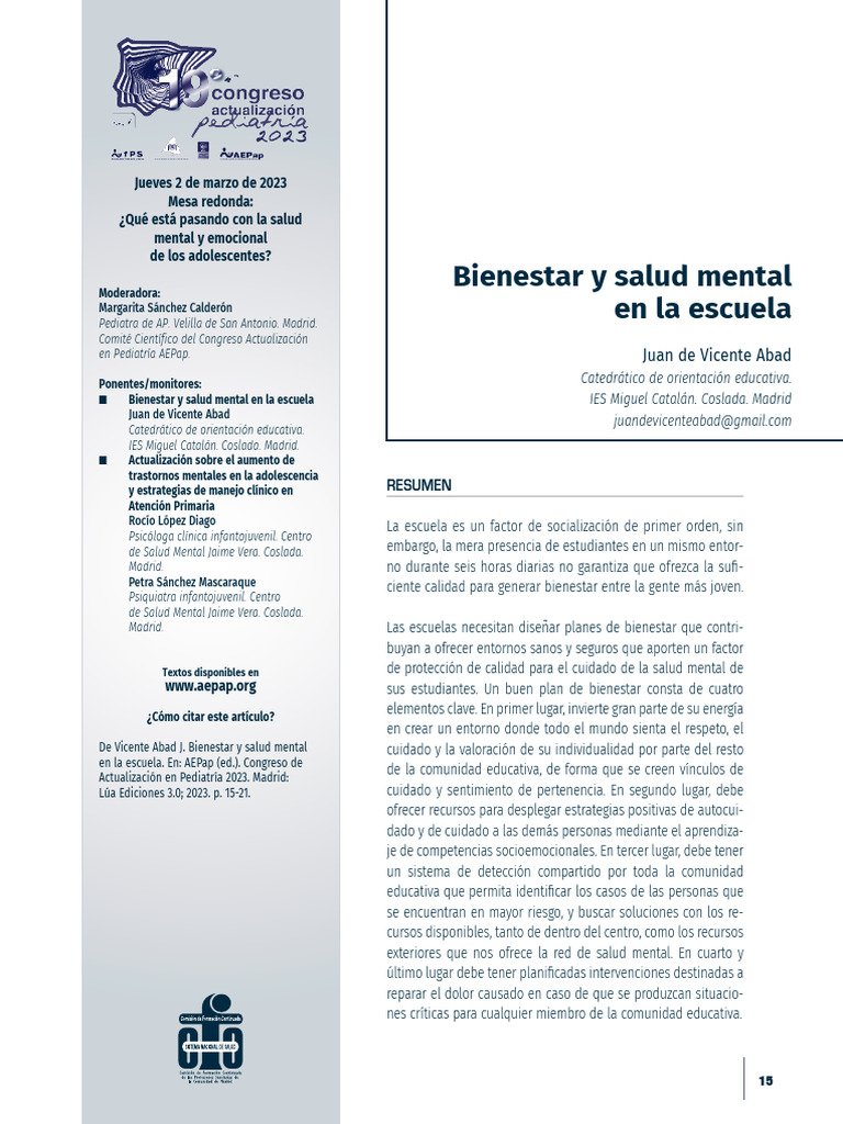 Bienestar y salud mental escolar | PDF | Salud mental | Aprendizaje