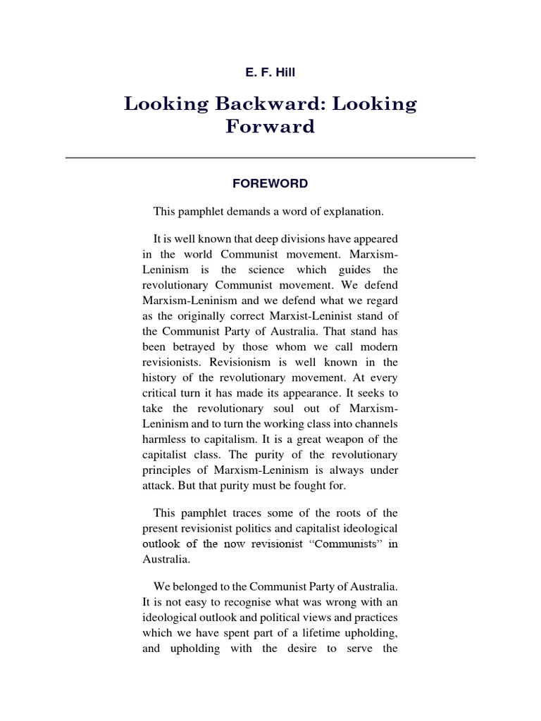 Looking Backward, Looking Forward | PDF | Communism | Marxism