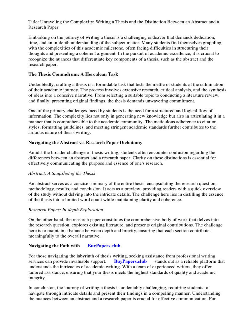 What Is The Difference Between An Abstract and A Research Paper PDF