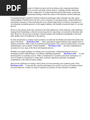 Fashion Related Research Paper Topics