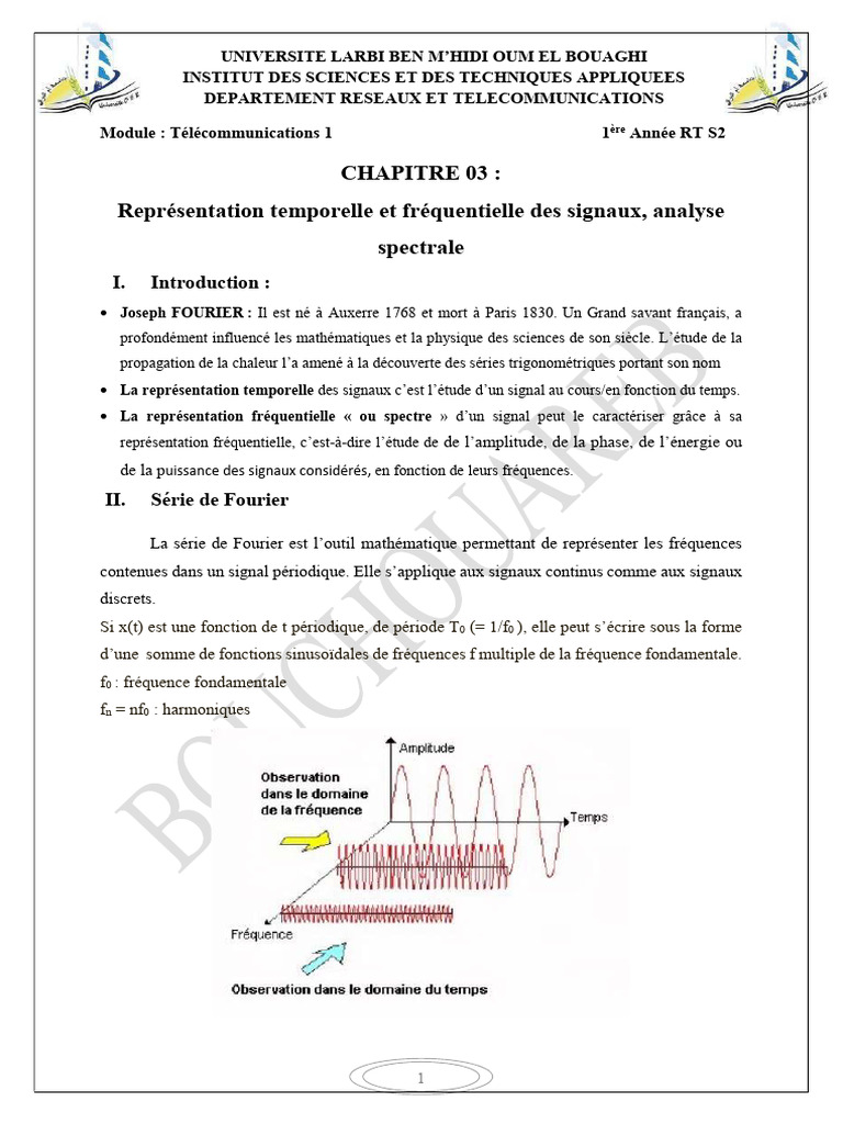 Analyse spectrale des signaux | PDF | Fréquence | Transformation de Fourier