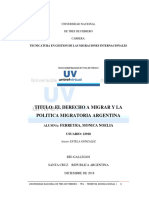 El Derecho A Migrar y La Politica Migratoria Argentina