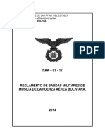 Raa-01-17 Reglamento de Bandas Militares de Música de La Fuerza Aérea Boliviana