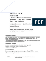 Edexcel GCE: 6684 Statistics S2 Advanced/Advanced Subsidiary