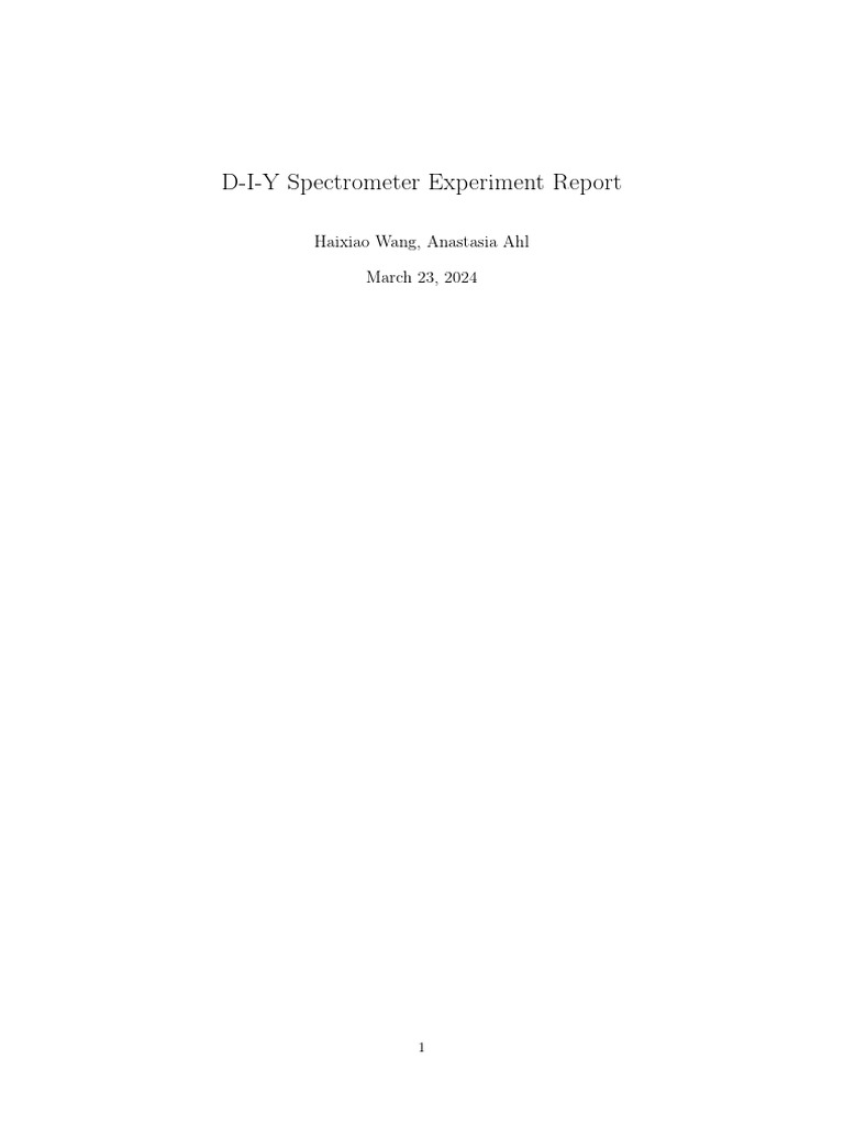 Experiment Report DIY Spectrometer | PDF | Spectrometer | Wavelength