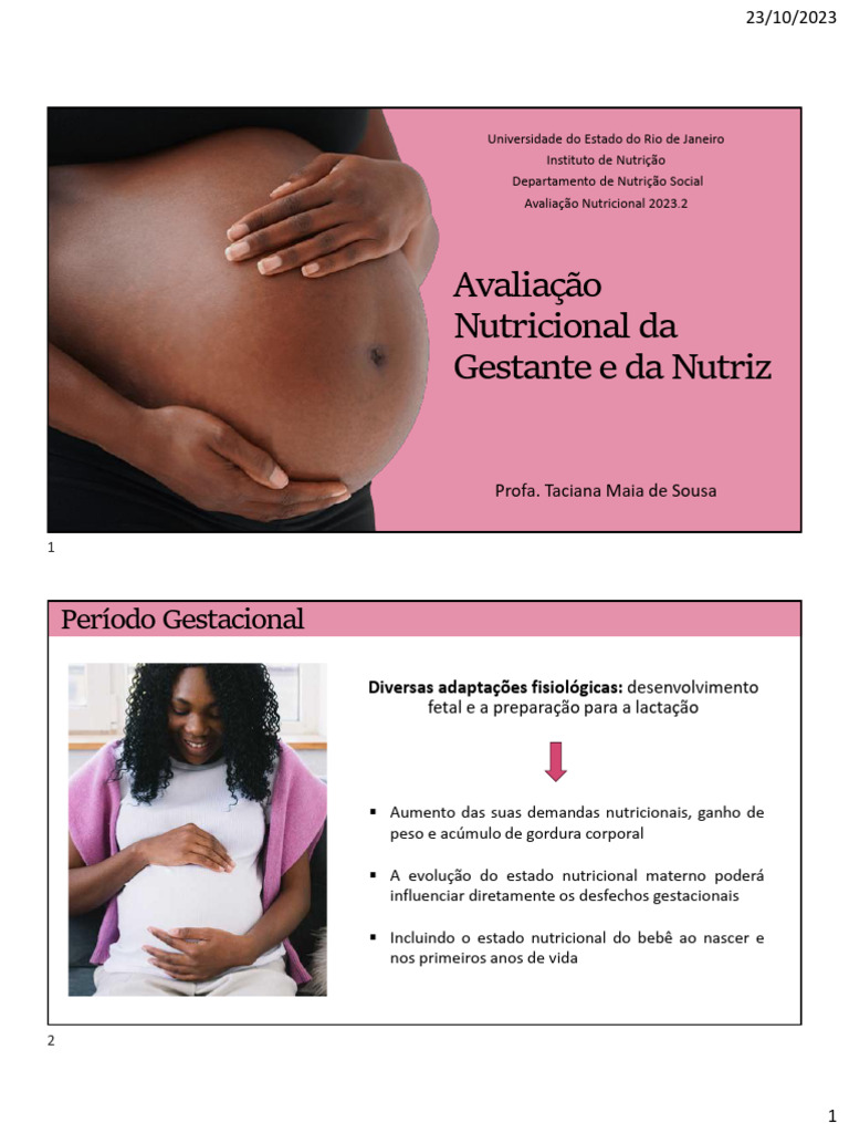 Avaliação Nutricional Da Gestante e Nutriz Taciana 2023.2 Alunos Parte ...