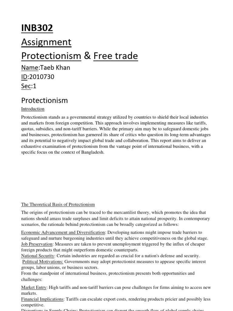 Protectionism and Free Trade in Bangladesh | PDF | Protectionism | Free ...