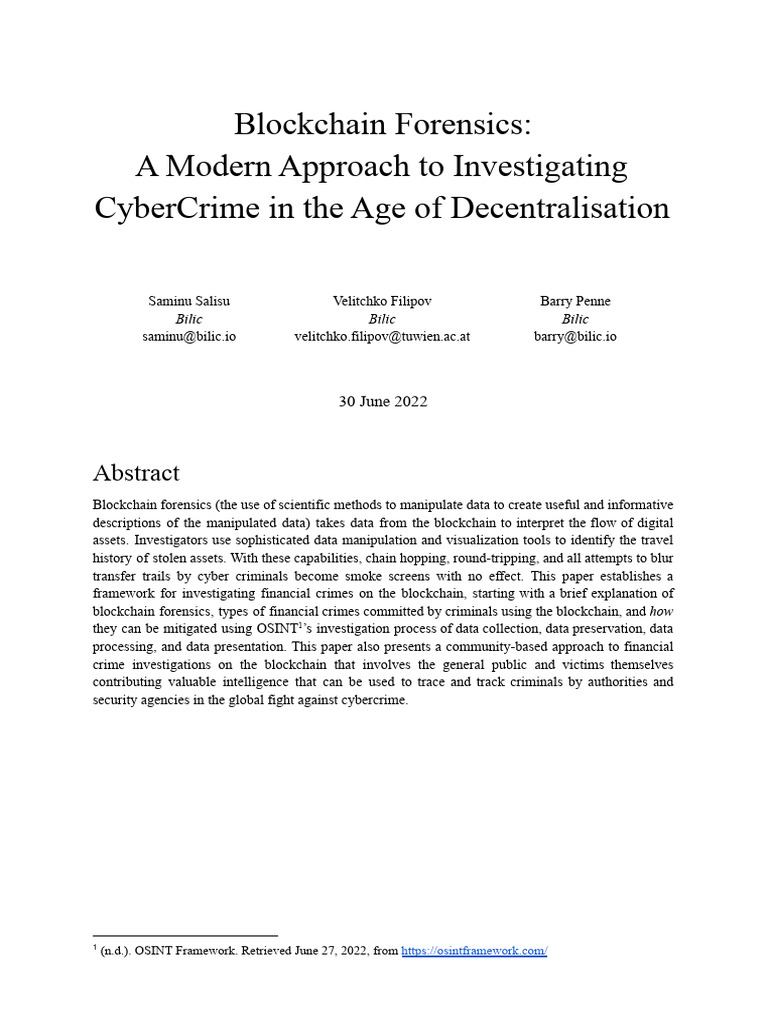 Blockchain Forensics: Investigating Cybercrime | PDF | Cryptocurrency ...
