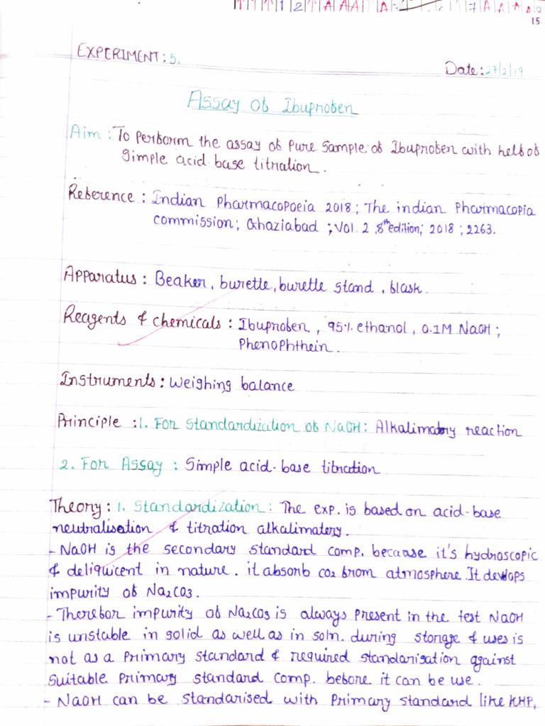 Ibuprofen Assay PDF Solubility Titration