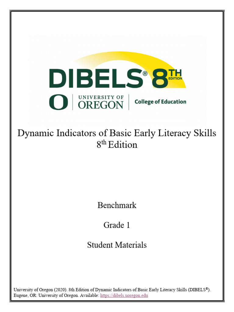 Dibels 8 benchmark 1 student 2020 1 pdf schools rhyme