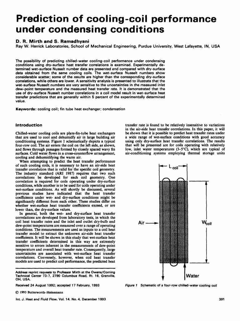 Cooling Coil Performance Prediction | PDF | Heat Transfer | Flow ...