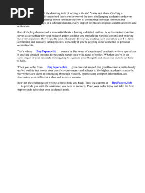 Detailed Outline for Research Paper Example