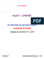 Mathematiques Olympiades S Epreuve Academie Paris Sujet Corrige 2018