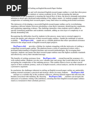 English Research Paper Outline