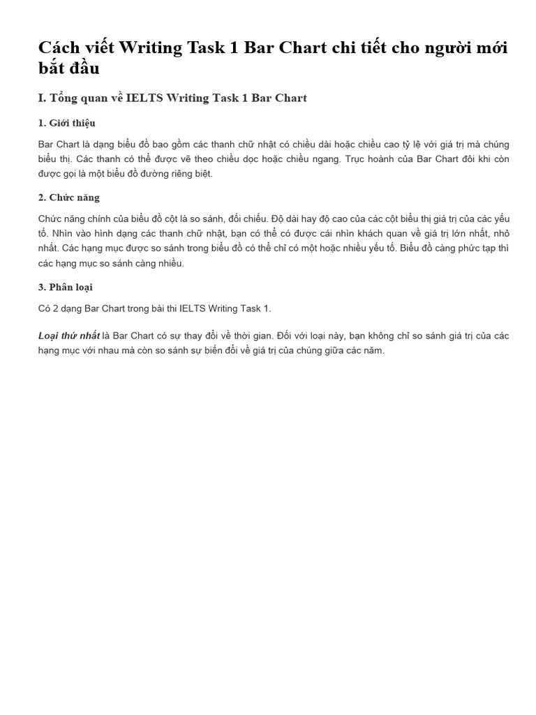 Cách viết Writing Task 1 Bar Chart chi tiết cho người mới bắt đầu | PDF