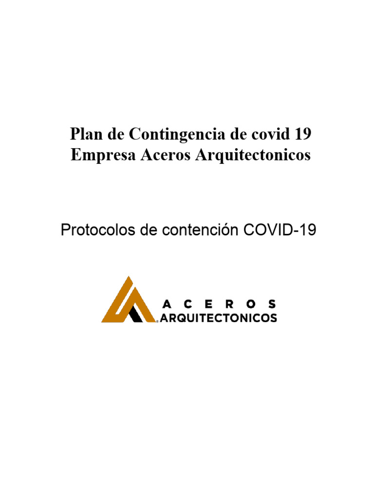 Plan de Contingencia Covid Aceros Arquitectonicos | PDF | Seguridad y ...