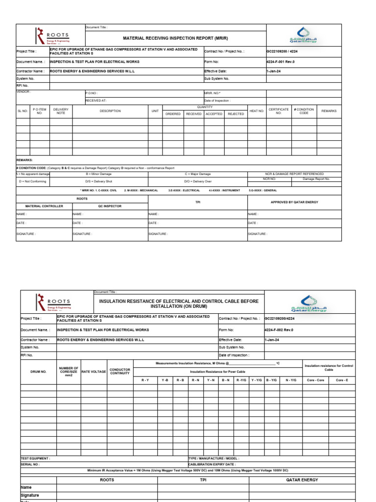 Electrical Works Inspection Report | PDF | Insulator (Electricity ...