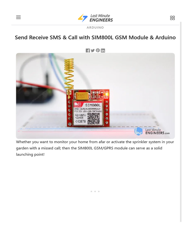 Lastminuteengineers Com Sim800l GSM Module Arduino Tutorial | PDF ...