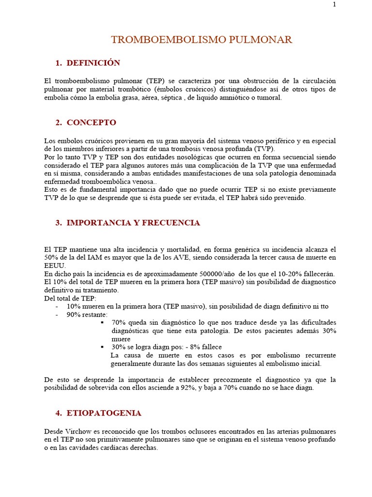 Guía sobre Tromboembolismo Pulmonar | PDF | Trombosis | Coagulación