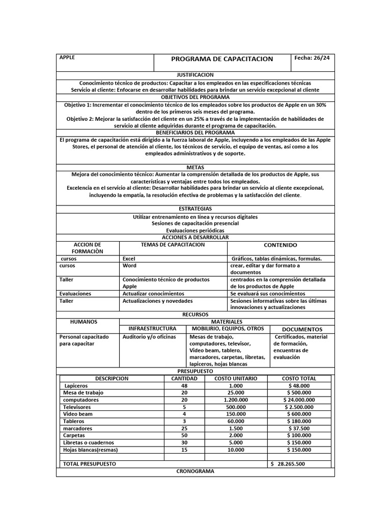 Programa de Capacitacion | PDF | Apple Inc. | Creación de capacidad