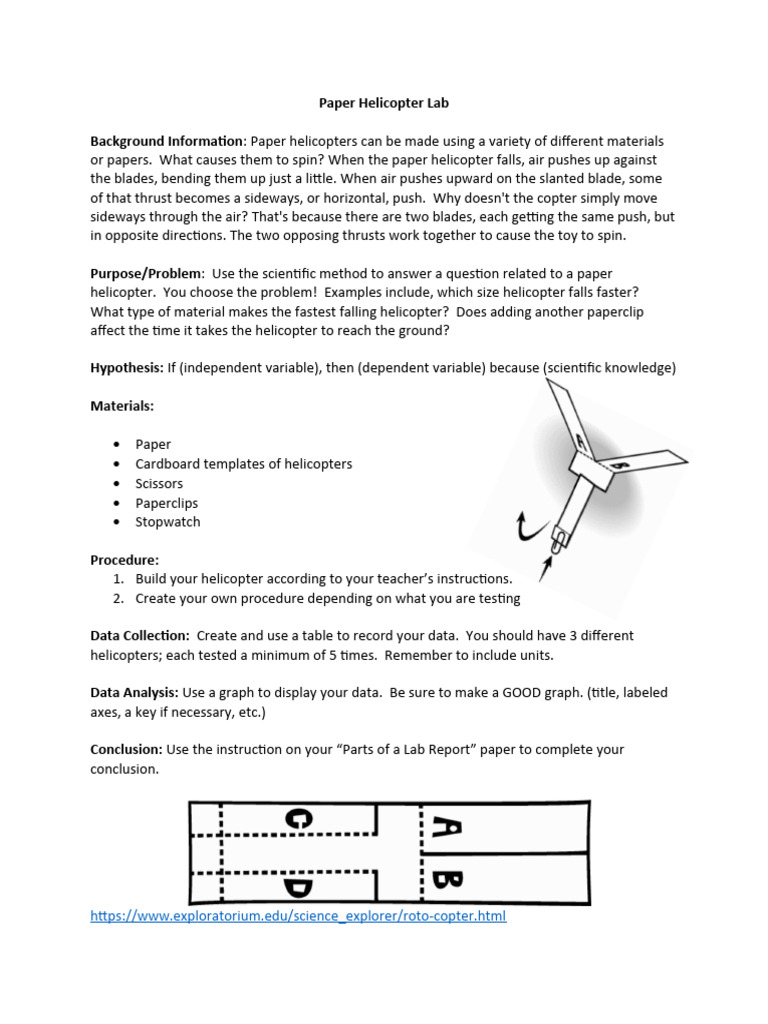 Paper Helicopter Lab PDF