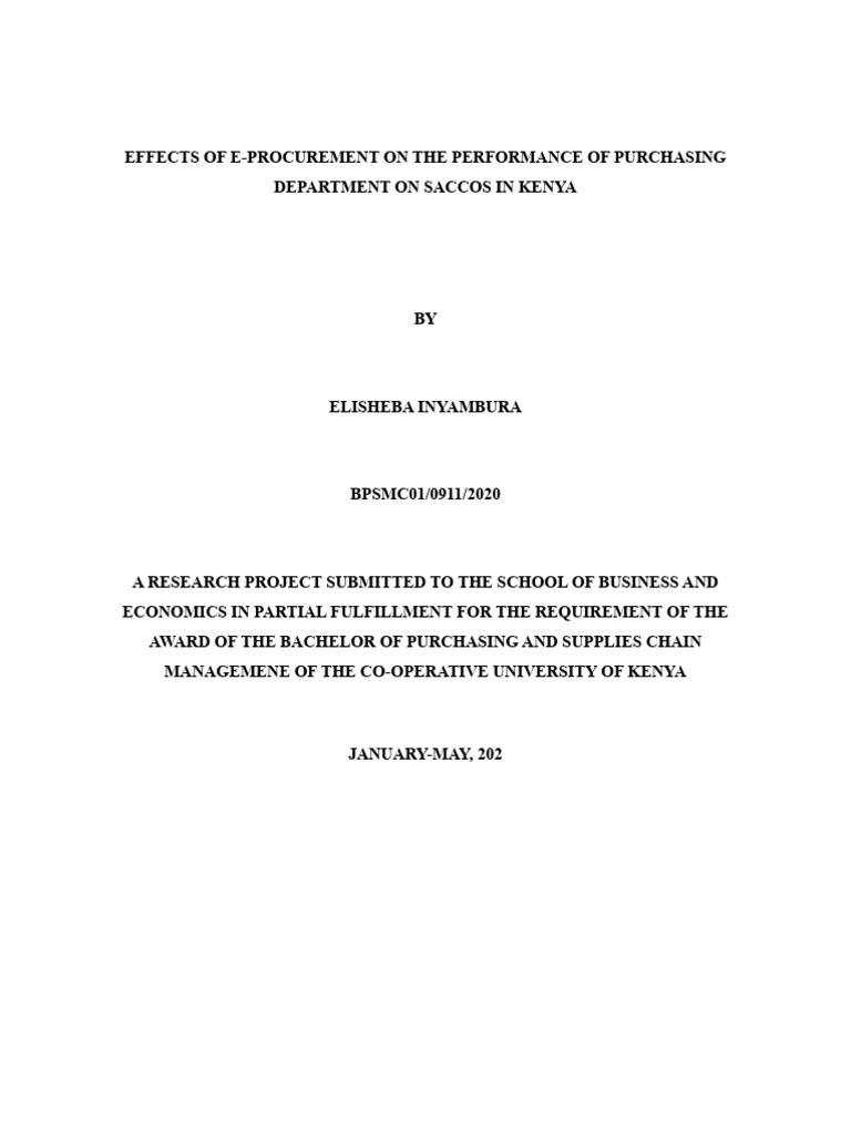 E-Procurement Impact on Kenyan SACCOs | PDF | Procurement | Supply Chain
